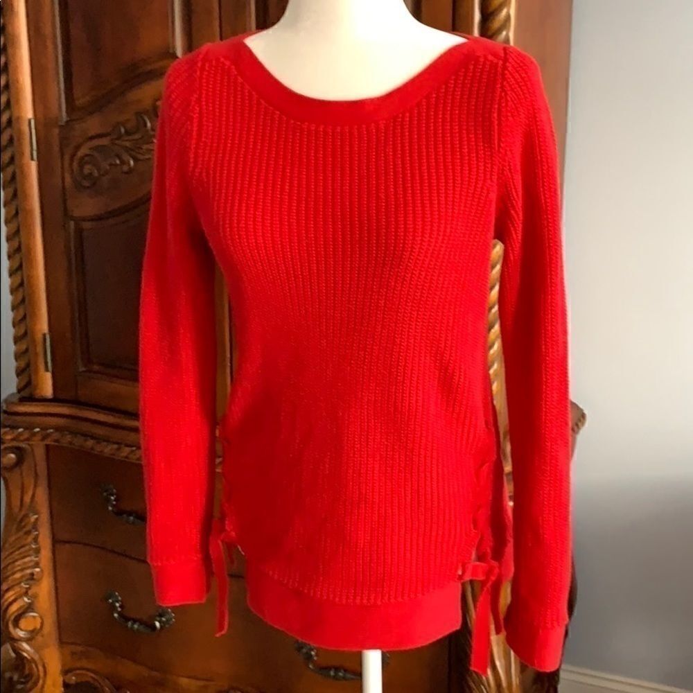 Loft red knit sweater- size XS